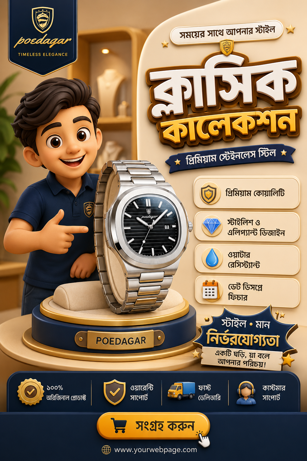 Classic Malt Hand watch (Silver)
